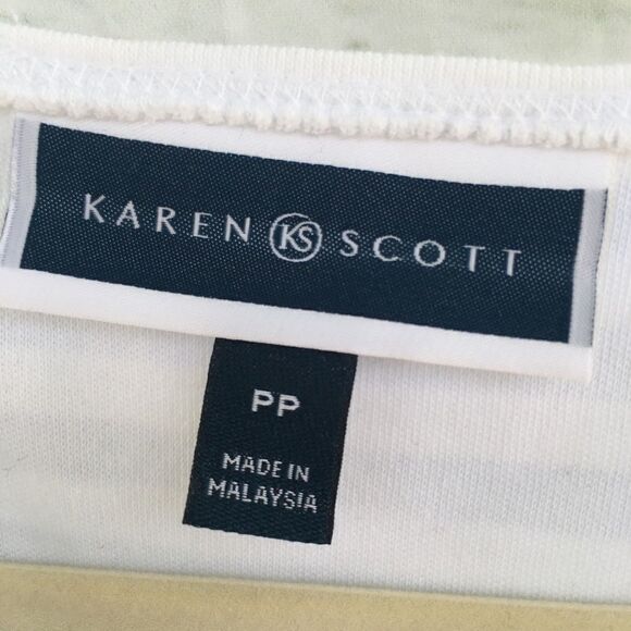 Karen Scott Blue Stripe Sequin Flip Flops Tee P - Picture 4 of 12